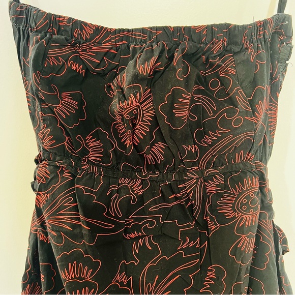 Threads Vintage Woman’s Sz M Strapless Babydoll Dress Black w/ Red Floral - Picture 4 of 14